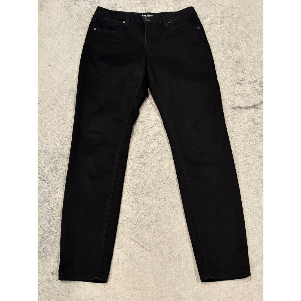 Max Jeans Womens Black High Rise Skinny Denim Pants Size 4 Solid Stretch